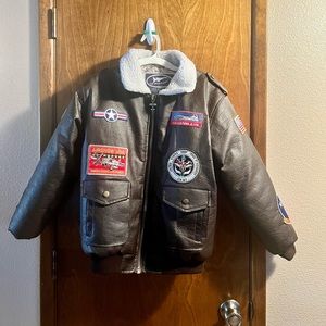 Faux Leather Bomber Jacket Kids size M